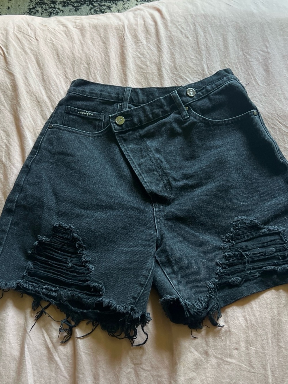 Fashion Nova Black Ripped Denim Shorts